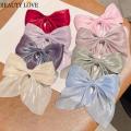 Women Pearlescent Satin Bow Hair Clip / Girls Vintage Medium Butterfly Bow Hairpin / Ladies Temperament Duckbill Clip Hair Accessories. 