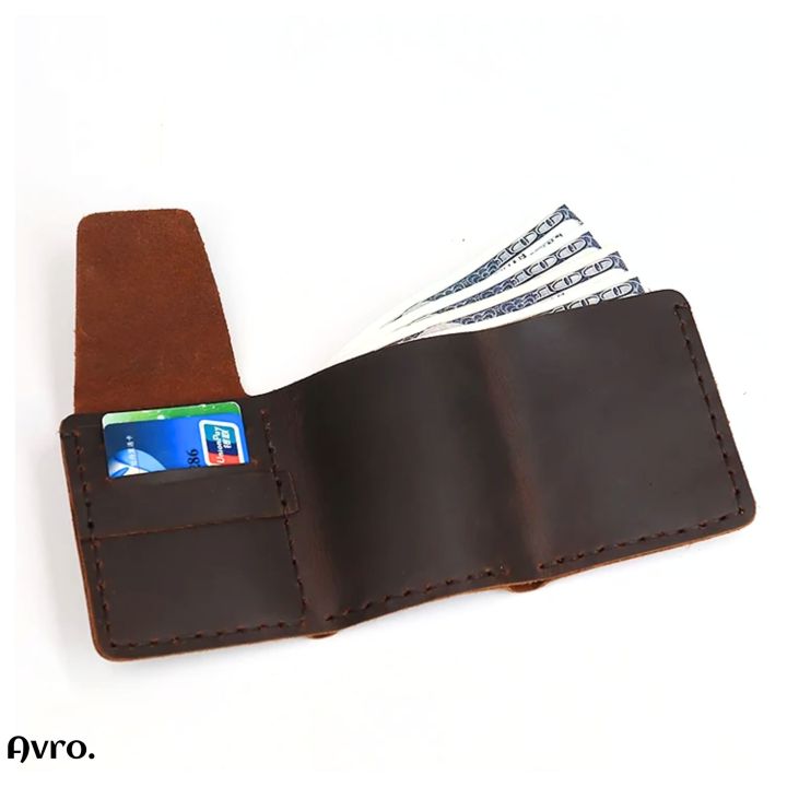Avro Premium Men's High Quality 100% Cow Leather Trifold Wallet For Men Elegant And Comfortable Stylish Export Quality Money Bag For Men Cow Leather Short Wallet Fashion Vintage Wallet Casual Male Wallet Multi-Card Slot Wallet For Man
