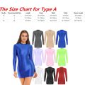 Womens Glossy Long Sleeve Bodycon Dress Stretchy Solid Color Slim Fit Mini Dress Ladies Smooth Mock Neck Tight Dresses Clubwear. 