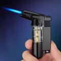Portable spray song torch lighter jet turbo gas lighter for cigar boot windproof cigarette lighter with gas window. 