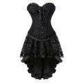 Women Lace Floral Corset Dress Victorian Vintage Corset Top Waist Cincher Bustier Gothic Asymmetrical Skirt Set Plus Size. 