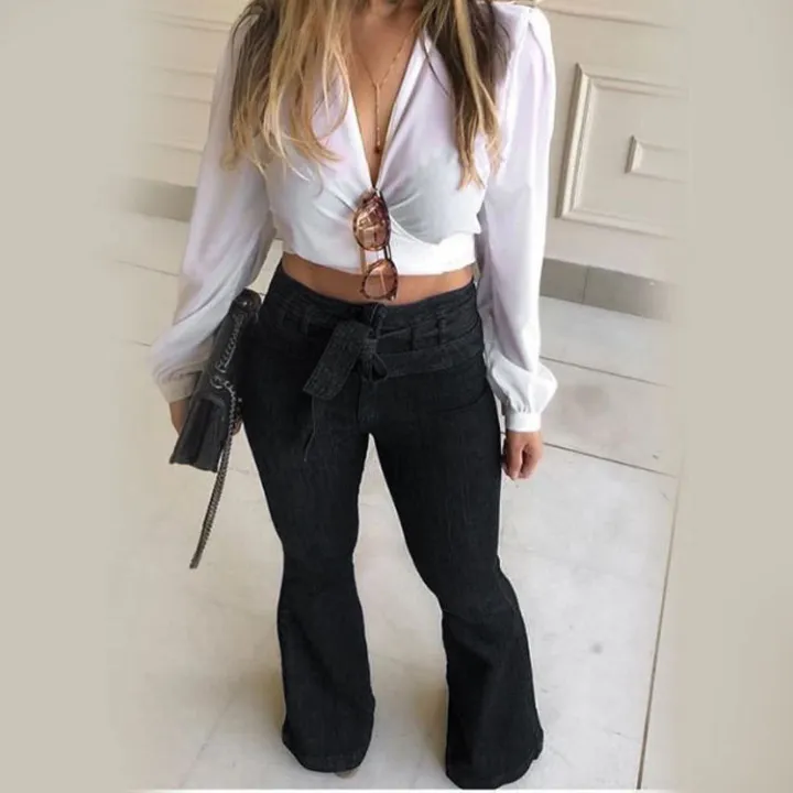 RL09#%20South%20American%20foreign%20trade%20jeans%20Cross-border%20new%20high-waisted%20micro%20stretch%20lace-up%20flared%20pants,%20wide-leg%20pants,%20jeans%20women%20-%20Image%203