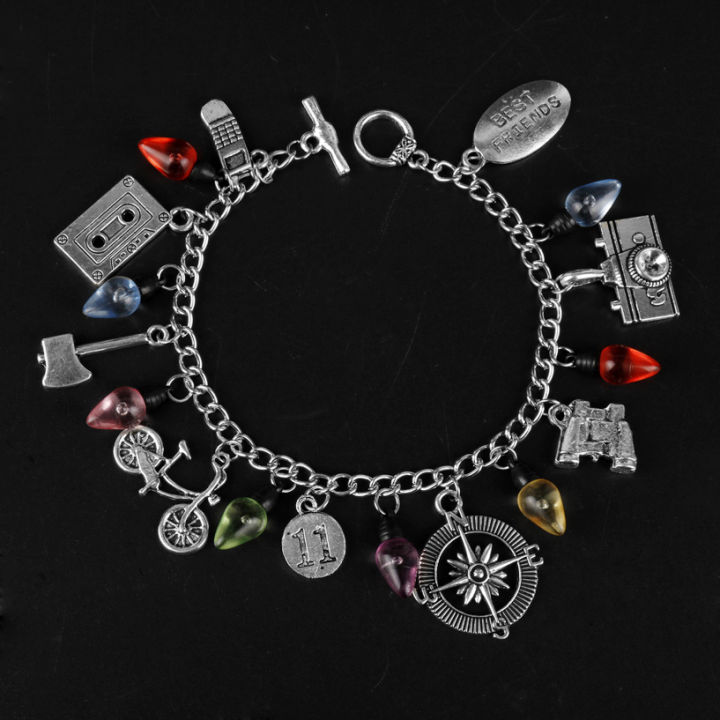 【Daily Necessities For Anyone Store】TV Stranger Bracelet for Women Cycle Axe Bottle Pendant Jewelry Zinc Alloy Bracelets Girls Gift