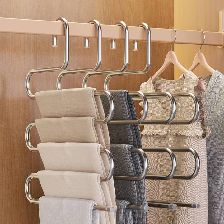 S-Shaped Stainless Steel Pants Hanger – Space-Saving Closet Organizer