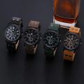 Military Leather Waterproof Date Quartz Analog Men's Quartz Wrist Watches. 