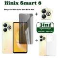 infinix Smart 8 Tempered Glass infinix Smart 8 Screen Protector infinix Smart 8 Camera Lens Protector Full Cover Screen Matte Privacy Glass 3In1 Carbon fiber back film. 