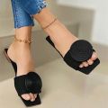 2023 New Woman Summer Flat Sandals Plus Size Round Buckle Solid Flats Female Casual Slippers Ladies Women Fashion Beach Shoes.