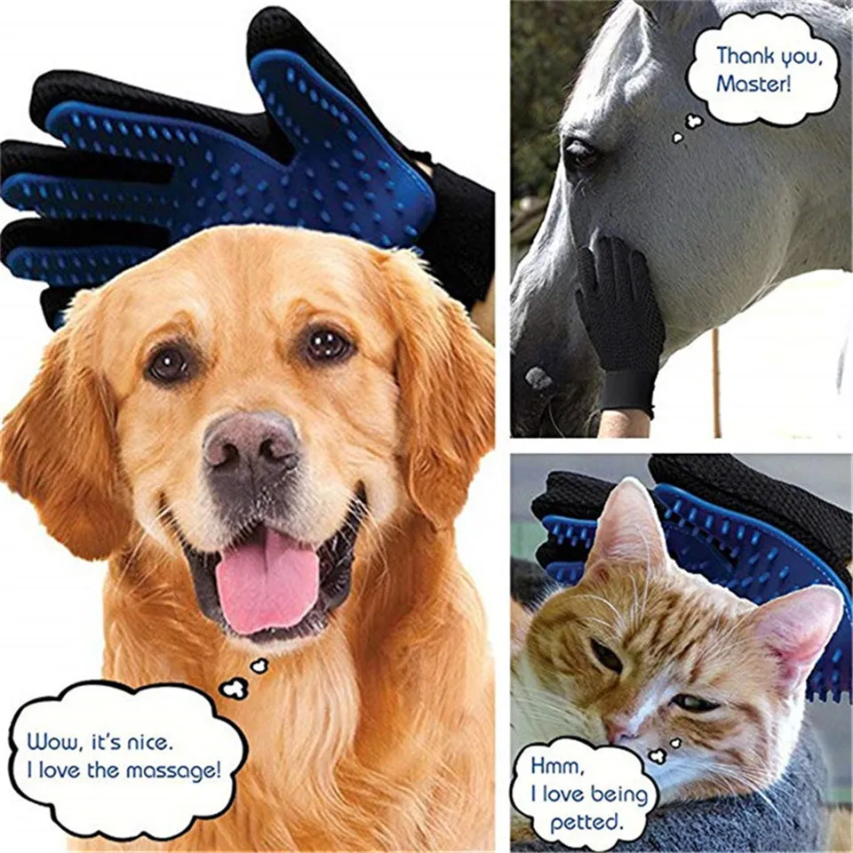 Rubber Dog Cat Pet Combs Grooming Deshedding Brush Gloves - Main Image
