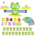 【HOT】 Montessori Math Cartoon Frog Cat Design Number Balance Scale Counting Game Kids Early Educational Learning Toys. 