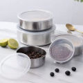 Stainless Steel Food Box 5 Pieces With Food Grade Plastic Cover - Tiffin Box For Office. 