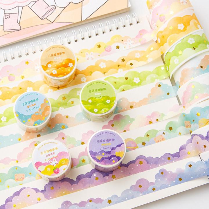 25mm*3m Cute Stars Clouds Decorative Adhesive Tape Masking Washi Tape Diy Scrapbooking Sticker Label korean Stationery Planners