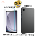 Samsung Galaxy Tab A9-SM-X115/X110 Soft TPU Black Color Back Cover + Tempered Glass Protector for Samsung Galaxy Tab A9 (2 in 1 Combo).