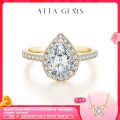 ATTAGEMS Pear Cut 2.0CT D Color VVS1 Luxury Moissanite Ring 925 Sterling Silver Pure 18K 14K 10K Gold Engagement Ring for Women. 