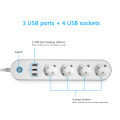 Wifi Smart Power Strip 4 EU Outlets Plug with 3 USB Charging Port Timing App Voice Control Work with Alexa Google Home Maximum current: 2400 W (240 V / 10 A).