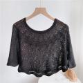 Fashion New Short Summer Ice Silk Knitted Hollow Shawl Sun Protection Elegant Air Conditioning Neck Shoulder Protection Outdoor Fashion. 