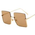 Fashion Oversized Square Sunglasses Women Brand Retro Big Frame Sun Glasses Female Metal Semi-Rimless Designer Oculos De Sol.