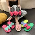 2023 Summer Bow Flip Flops Women Ladies Cute Soft Sole Eva Beach Slippers Fashion Sandals House Bathroom Non-Slip Shoes Slides. 