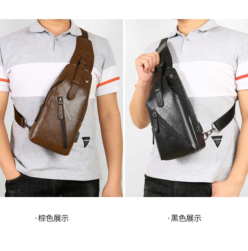 Cross border wholesale business chest bag men s shoulder bag crossbody bag European and American small backpack men s leather bag 2019 new style Daraz .bd