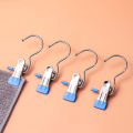 1/5/10Pcs Stainless Steel Anti-slip Hook Clip Hat Socks Towel Hanger Pegs Snack Bag Sealed Clamp Desk Files Postcards Holder Multifunction Organizer Accessories. 