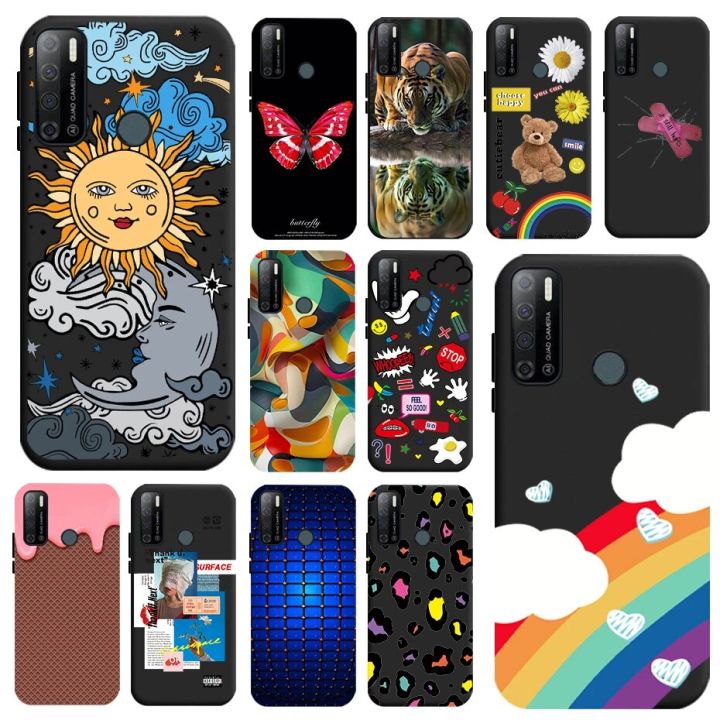 For Tecno Pouvoir 4 4 Pro LC7 LC8 Case Fashion Art Label Black Painted Soft TPU Phone Back Cover For Tecno Pouvoir 4 4 Pro Case