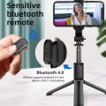 Q07 Selfie Stick Foldable Mini Tripod with Fill Light Bluetooth Remote Shutter Retractable Rod for Phone (100cm).
