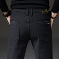 Winter Men's Warm Casual Pants Business Fashion Slim Fit Stretch Thicken Gray Blue Black Cotton Trousers Male.