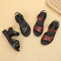 Granny women's shoes new summer flat middle-aged people anti-slip soft sole summer comfortable middle-aged and elderly mother sandals. 
