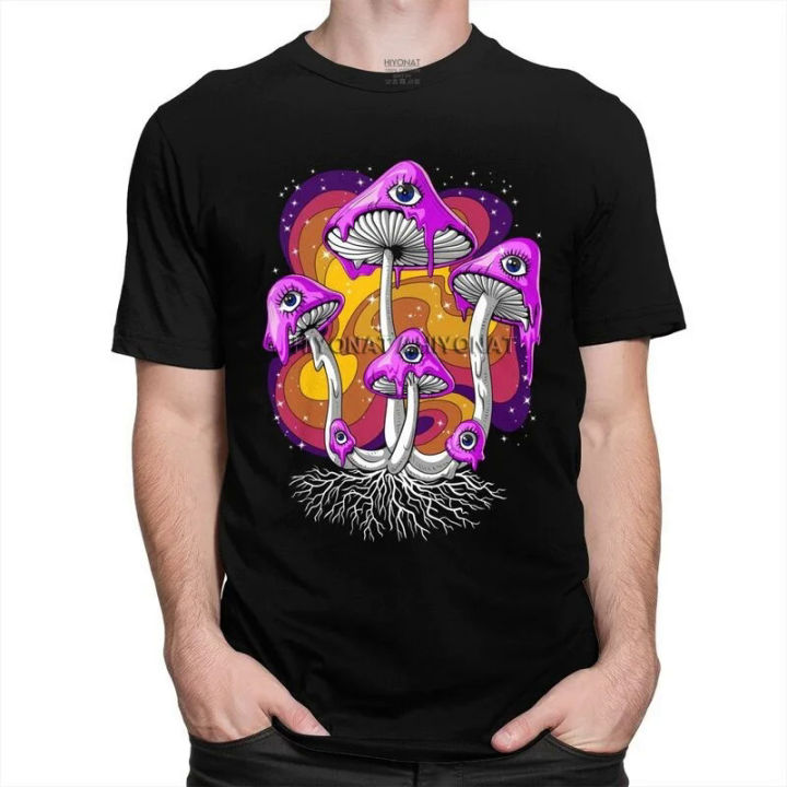 Fashion Classic Men's Psychedelic Psilocybin Harajuku T-shirt Magic Mushrooms Tshirt Short Sleeved T Shirt Summer Fungi Tees