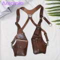 Men Anti-theft Strap Bag Medieval Steampunk Style Anti-theft Sling Bag with Adjustable Strap Rivet Decor Underarm Double Shoulder Bag in Smooth Faux Leather for Armpit Bag for Outdoor Use.