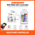 WIFI Controller Duel Output WIFI Smart App Control DC 12-24V with 24 key IR Remote For SMD5050 SMD2835 RGB LED Strip. 
