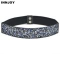 【beauty code store】2020 New Fashion Belt Waist Chain Rhinestones Crystal Metal Button Elastic Band Luxury Wide Party Belt.