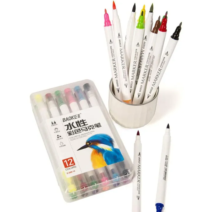 Baoke%20Dual%20Tip%20Colorful%20Marker%20Pen%2012%20Colors%20-%20Image%205