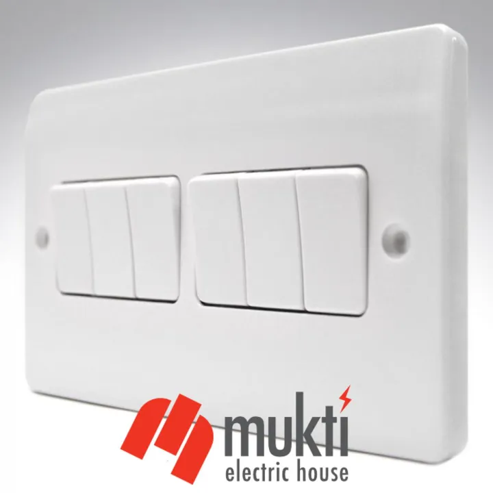 MK Made in UK LOGIC PLUS 6 Gang 10A Six 6Gang Switch Socket | Daraz.com.bd