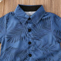 Baby Boys Summer Clothes Set Short Sleeve Lapel Leaves Print Button Shirt+Solid Color Shorts Kids 2Pcs Casual Outfits. 