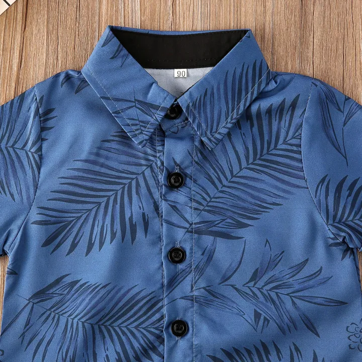 Baby%20Boys%20Summer%20Clothes%20Set%20Short%20Sleeve%20Lapel%20Leaves%20Print%20Button%20Shirt+Solid%20Color%20Shorts%20Kids%202Pcs%20Casual%20Outfits%20-%20Image%206