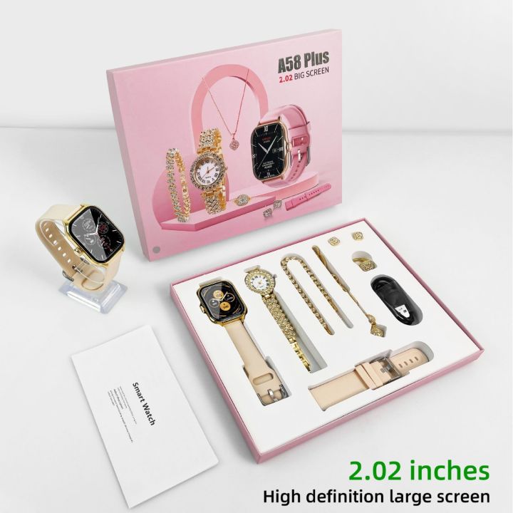 A58%20Plus%20Smart%20Watch%20with%20Jewelry%20Set%20for%20Women%20Perfect%20Gift%20for%20Birthday,%20Anniversary%202.02"%20Big%20Screen%20Calling%20Smartwatch%208%20in%201%20Set%20for%20Your%20loved%20One%20-%20Image%209