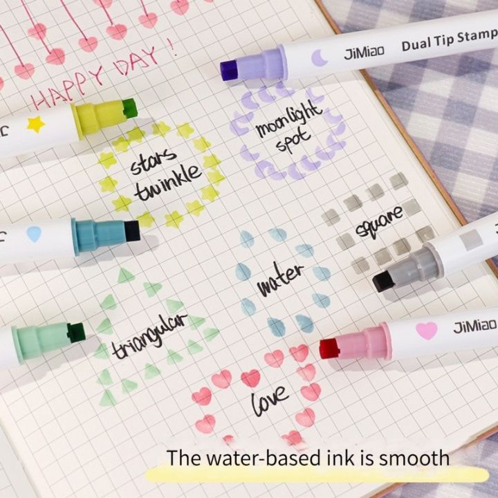 6%20Colors%20Star/Heart/Moon/Drop/Square%20Stamp%20Double%20Headed%20Art%20Marker%20Highlighter%20Pen%20for%20Scrapbook%20Diary%20Poster%20Christmas%20Card%20-%20Image%205