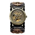 SHENHUA Retro Gothic Bronze Skeleton Automatic Mechanical Watch Men Steampunk Self Winding Clock Tourbillon Watch Reloj Hombre. 