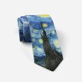 New Van Gogh Oil Painting Tie For Men Star Moon Night Retro Fun 8cm Wide Slim Necktie Accessories Daily Wear Wedding Party Gift.