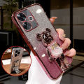 For Tecno Spark 20 / Spark 20C / Spark 20 Pro / Spark 20 Pro Plus Casing case with Cartoon 3D Bear Stand Luxury Slim Gradient Plating Glitter Girls Stylish Back Cover Clear Soft Silicone Protective Cases Pouch. 