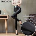 PRODUCTEI BIVIGAOS Fashion Women PU Leather Pants Elastic High Waist Winter Leggings Slim Velvet Leather Leggings Skinny Fleece Trousers. 