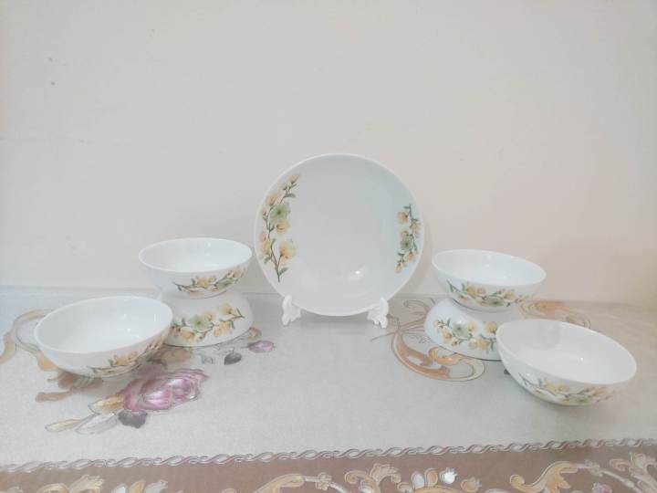 Ceramic%207%20Pcs%20Deep%20Curry%20Bowl%20Or%20Snack%20Bowl%20Set.%20Soup%20Bowl,%20Rejala%20Bowl%20Set,%20Gift%20And%20Home%20Decoration%20-%206%20Pcs%20Ceramic%20Curry%20Bowl/Bati%20Off%20White%20With%20Print.%20-%20Image%205