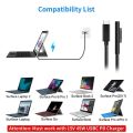 USB Type C to Microsoft Surface Charger PD Magnetic Power Supply Fast Charging Kabel for Microsoft Surface Pro 7/6/5/4/3 Book 2.