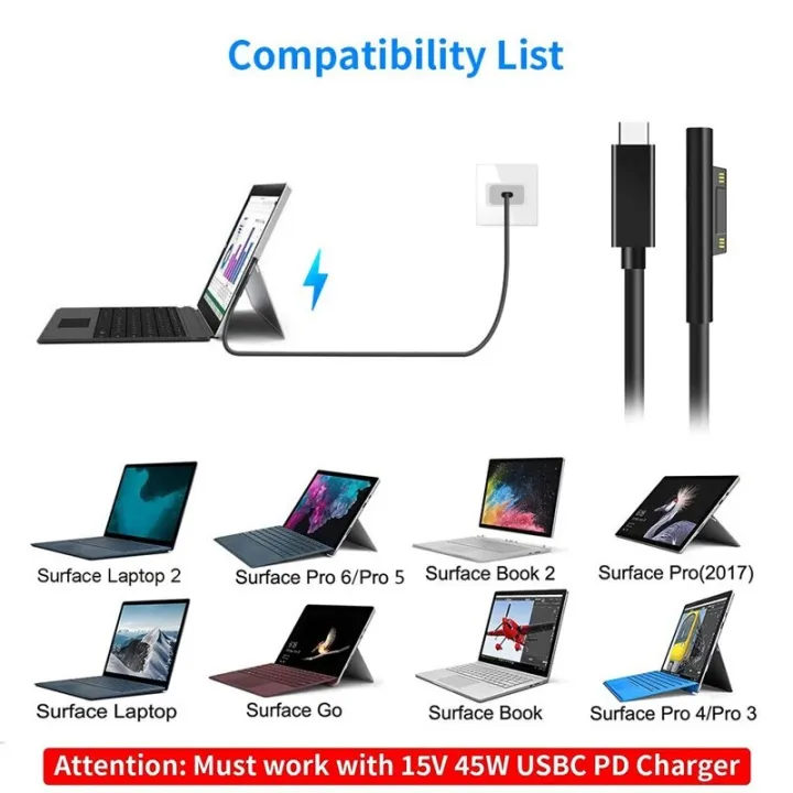 USB%20Type%20C%20to%20Microsoft%20Surface%20Charger%20PD%20Magnetic%20Power%20Supply%20Fast%20Charging%20Kabel%20for%20Microsoft%20Surface%20Pro%207/6/5/4/3%20Book%202%20-%20Image%206