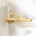 Golden Navy Ship With Anchor Chain Tie Clip For Men. 