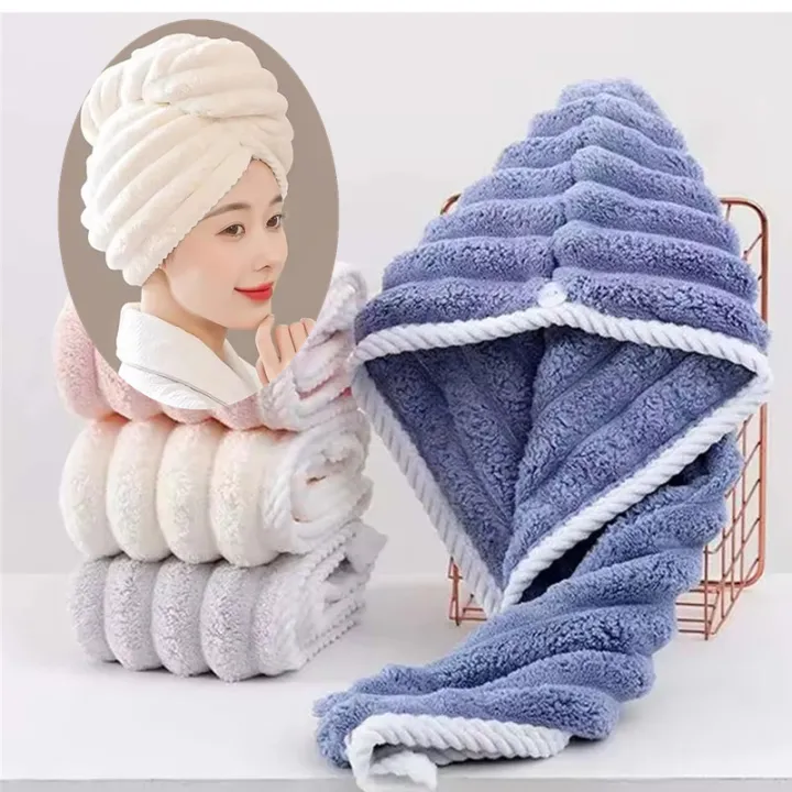 Microfiber%20Hair%20Towel%20Wrap%20%7C%20Coral%20Fleece%20Quick%20Dry%20Hair%20Turban%20%7C%20Anti-Frizz%20Soft%20Hair%20Drying%20Towel%20for%20Women%20-%20Image%202