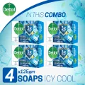 Dettol Soap Icy Cool Quad Pack (125gm X 4), Bathing Bar Soaps with 3X Intense Cooling. 