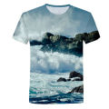Fashion beach vacation casual style men women kids T shirts 3D printed ocean pattern breathable lightweight summer sports tops.