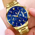 LO【Life waterproof】SHAARMS Fashion Man's Business Casual Watch Quartz Movement Steel Strap Simple Trendy Wristwatch with Calendar.