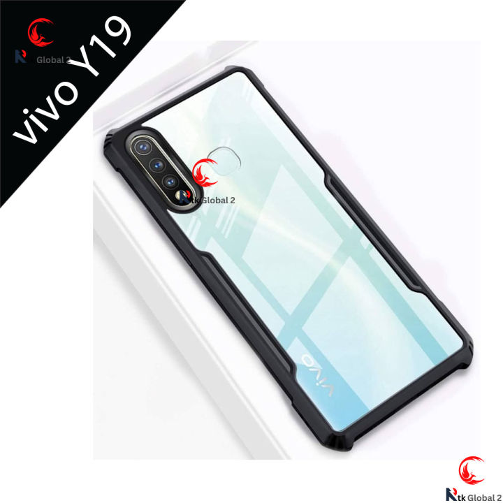 For Vivo Y19 Shockproof TPU Bumper Hard Clear Acrylic Mobile Phone Case
